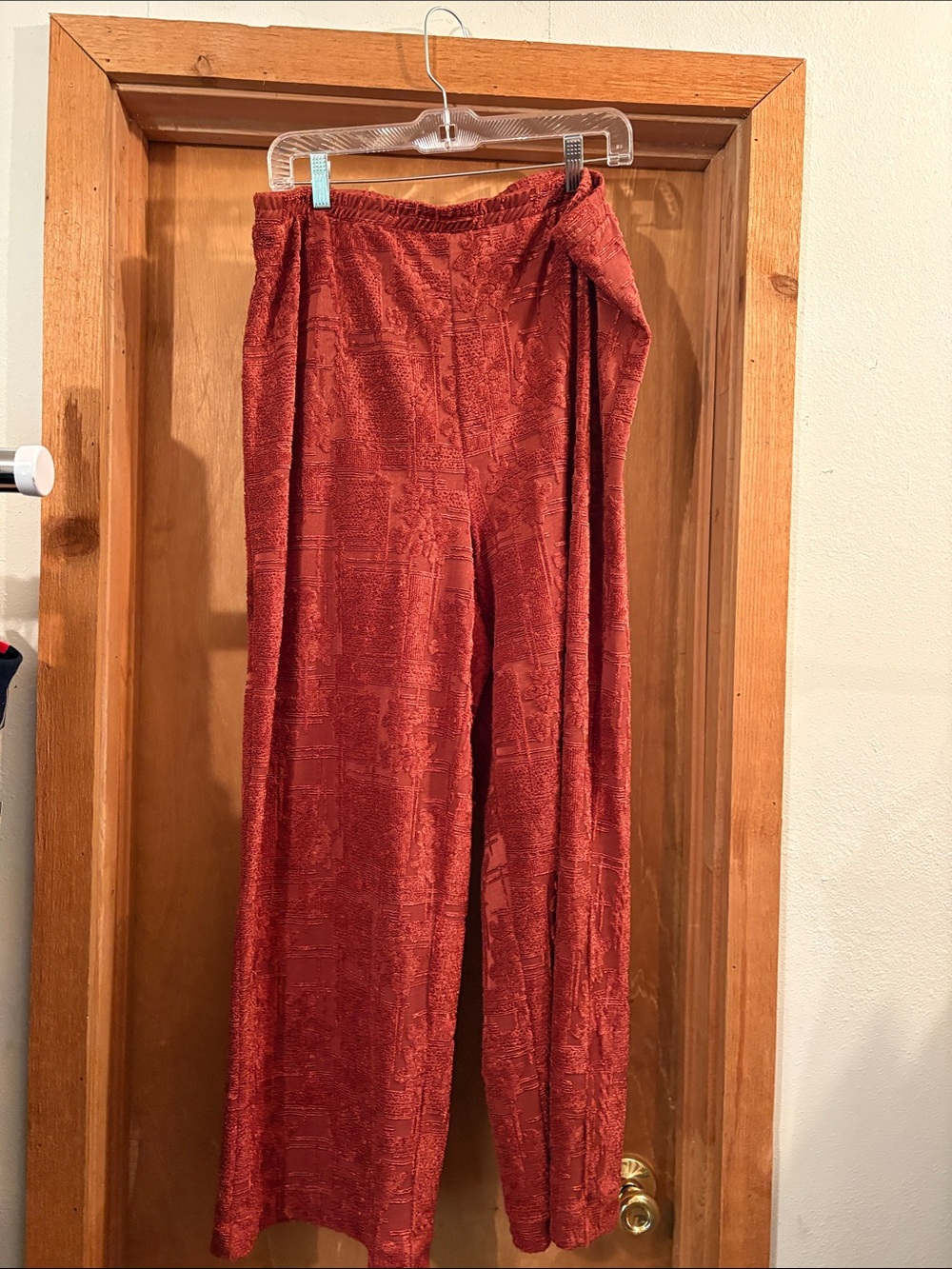 John Mark Wide-Leg Pants in Rust Red
